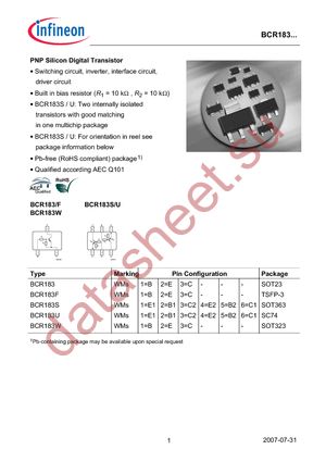 BCR 183W E6327 datasheet  